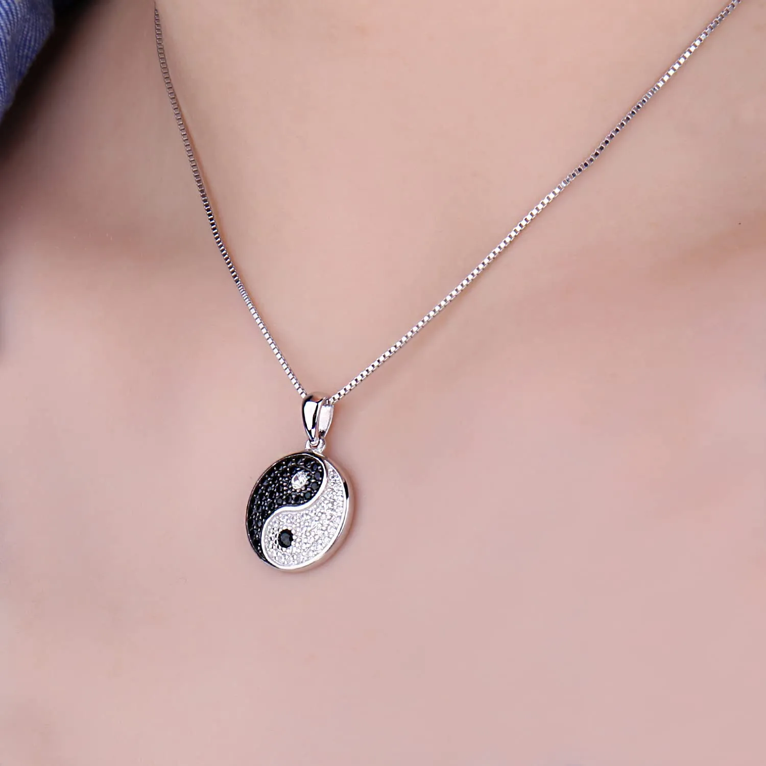 JewelryPalace Yin Yang collana argento spinello nero 45cm