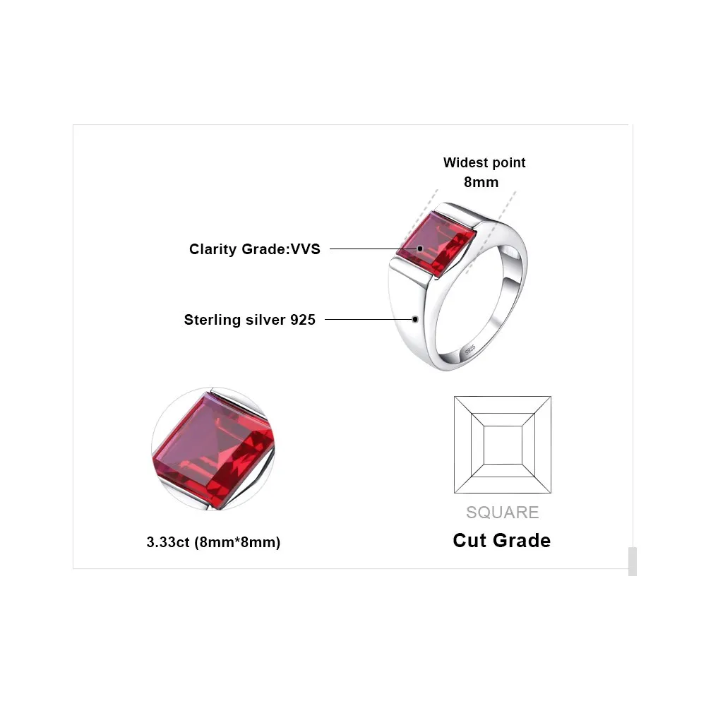 JewelryPalace Solitario 3.3ct Anello Uomo Argento 925