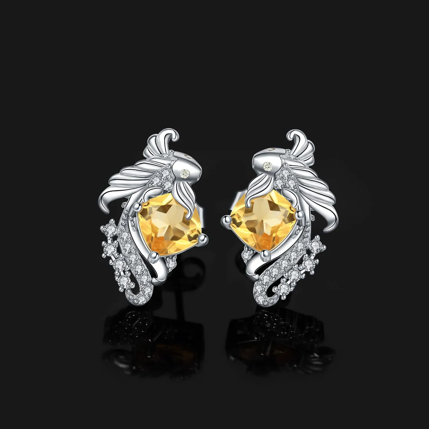 JewelryPalace Carpa Koi 2.2ct orecchini argento citrino giallo