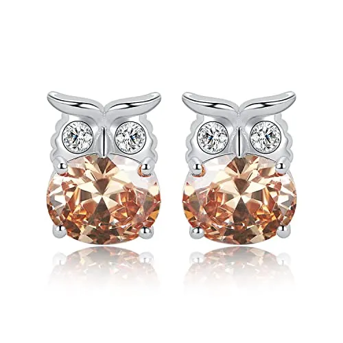 JewelryPalace Gufo orecchini argento zirconia gialla