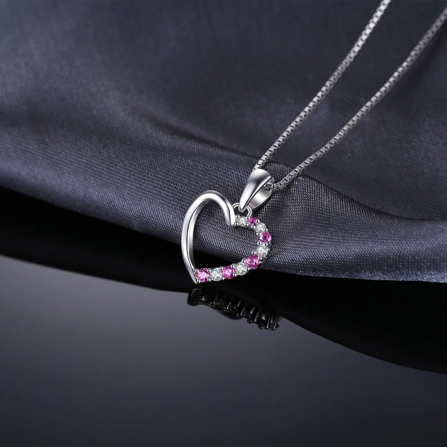 JewelryPalace Cuore collana oro rosa 45cm zaffiro rosa creato