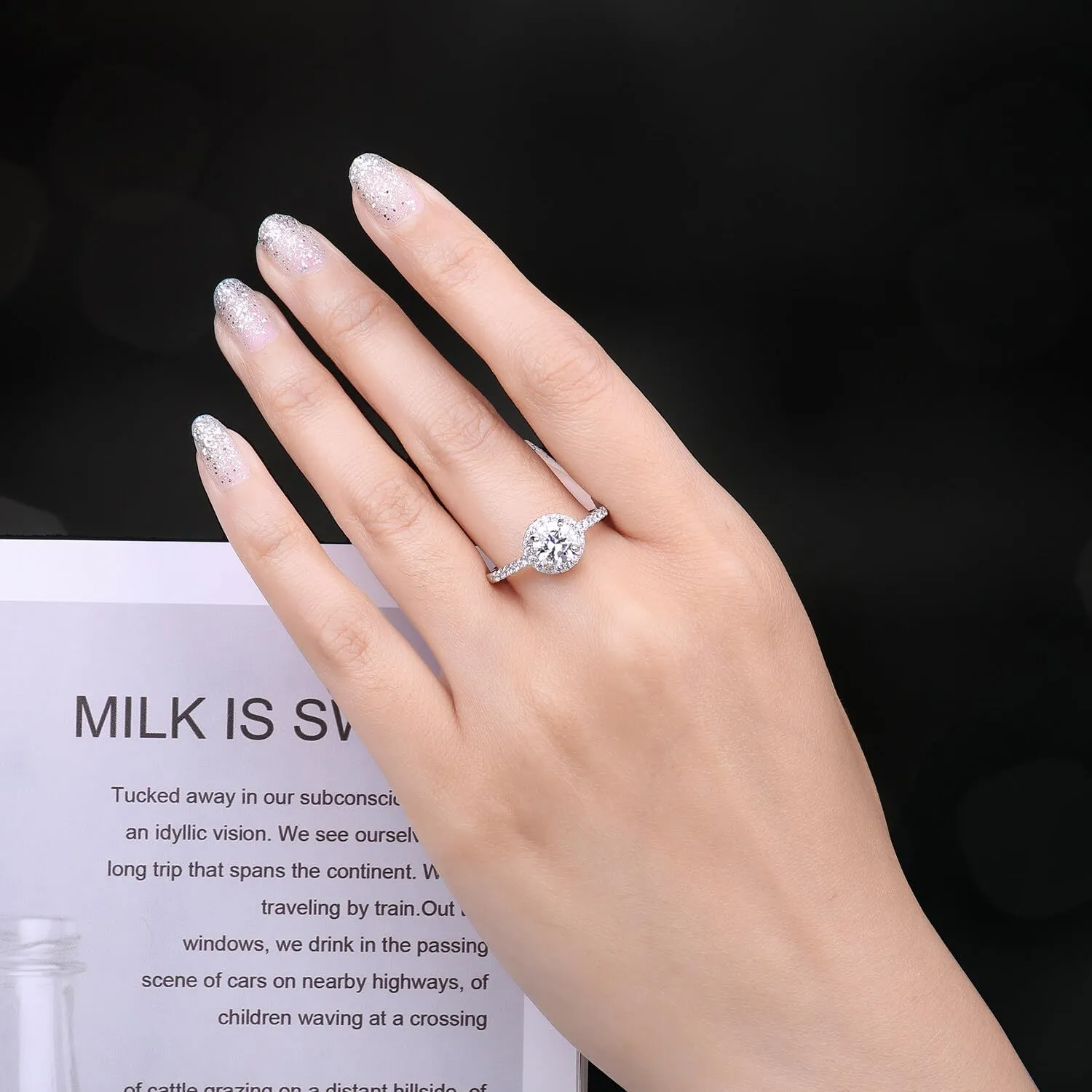 JewelryPalace 1ct Halo anello fidanzamento argento misura 14.5