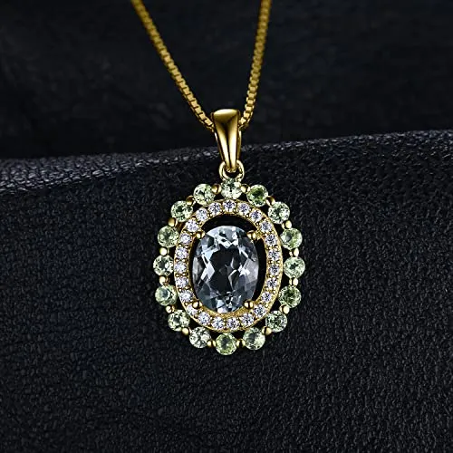 JewelryPalace Peridoto collana argento ovale 2ct catena 45cm