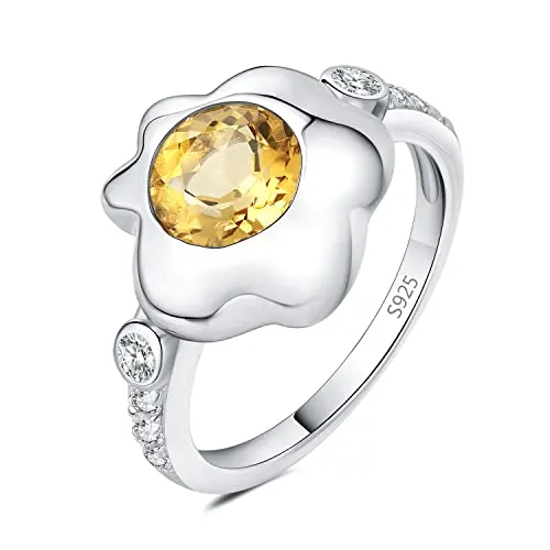 JewelryPalace Citrino 1.8ct anello giallo argento rotondo