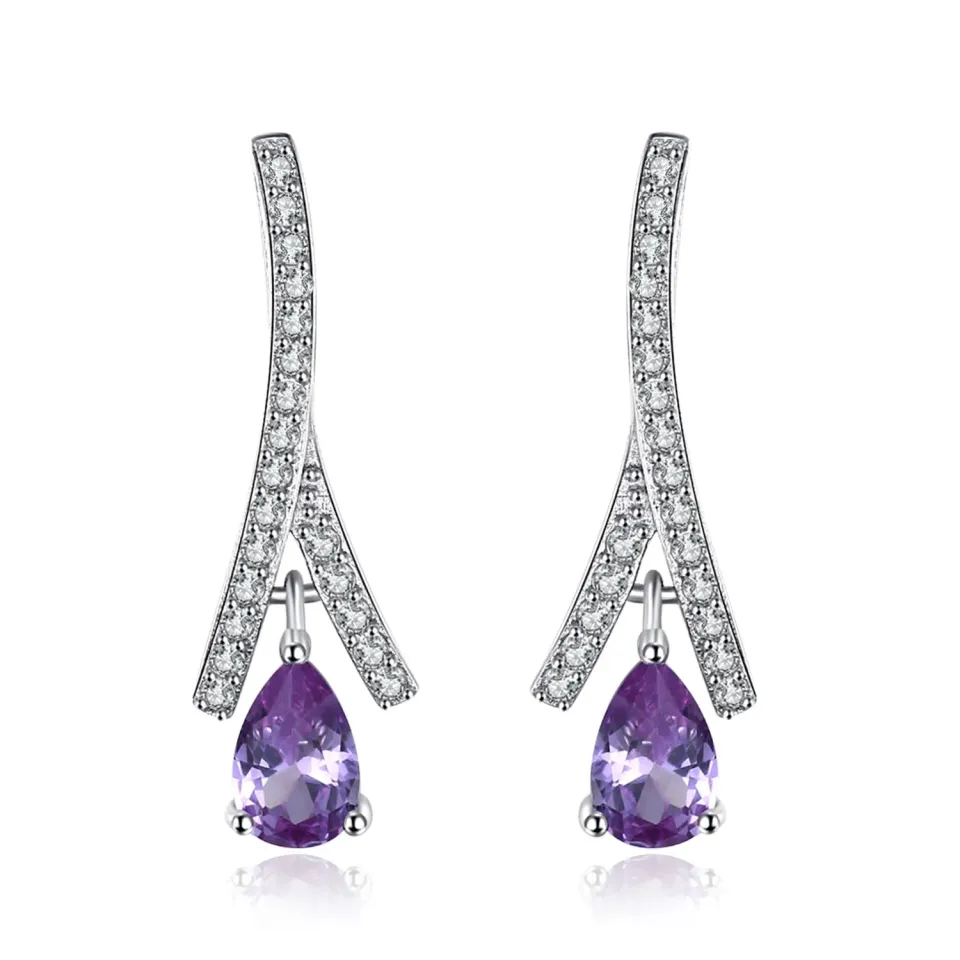 JewelryPalace Nodo Orecchini Pendenti Argento 925 Alessandrite Viola