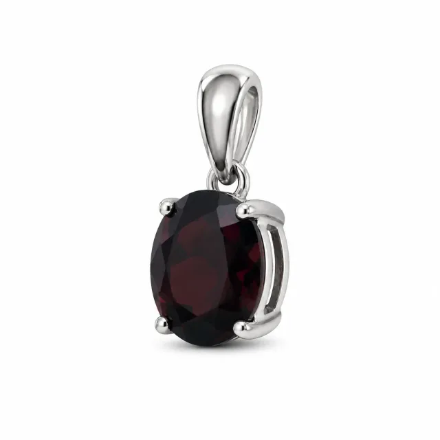 Victoria Jane Chunky Oval ciondolo argento granato