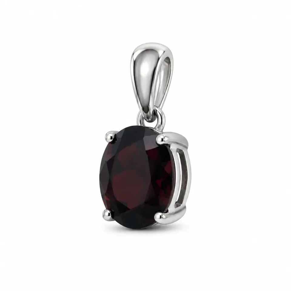 Victoria Jane Chunky Oval ciondolo argento granato