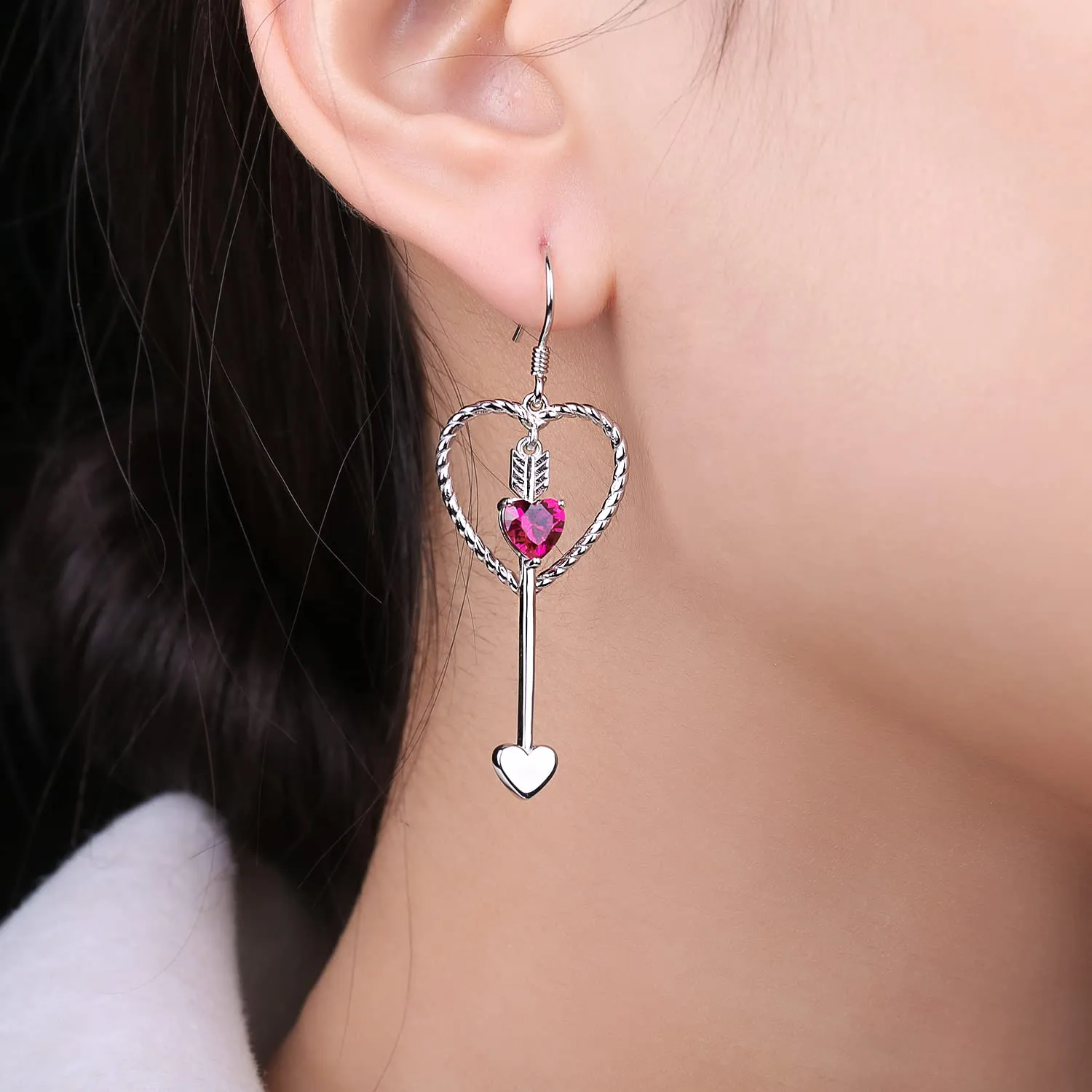 JewelryPalace Cuore Rosso 1.8ct orecchini argento zirconia