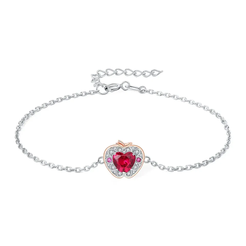 JewelryPalace Mela Cuore 1ct Bracciale Argento Rubino Rosso