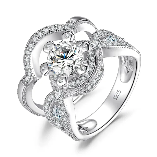 JewelryPalace Anello Claddagh Celtico Argento 925 Zirconia Set