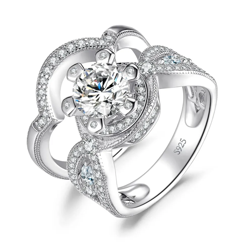 JewelryPalace Anello Claddagh Celtico Argento 925 Zirconia Set