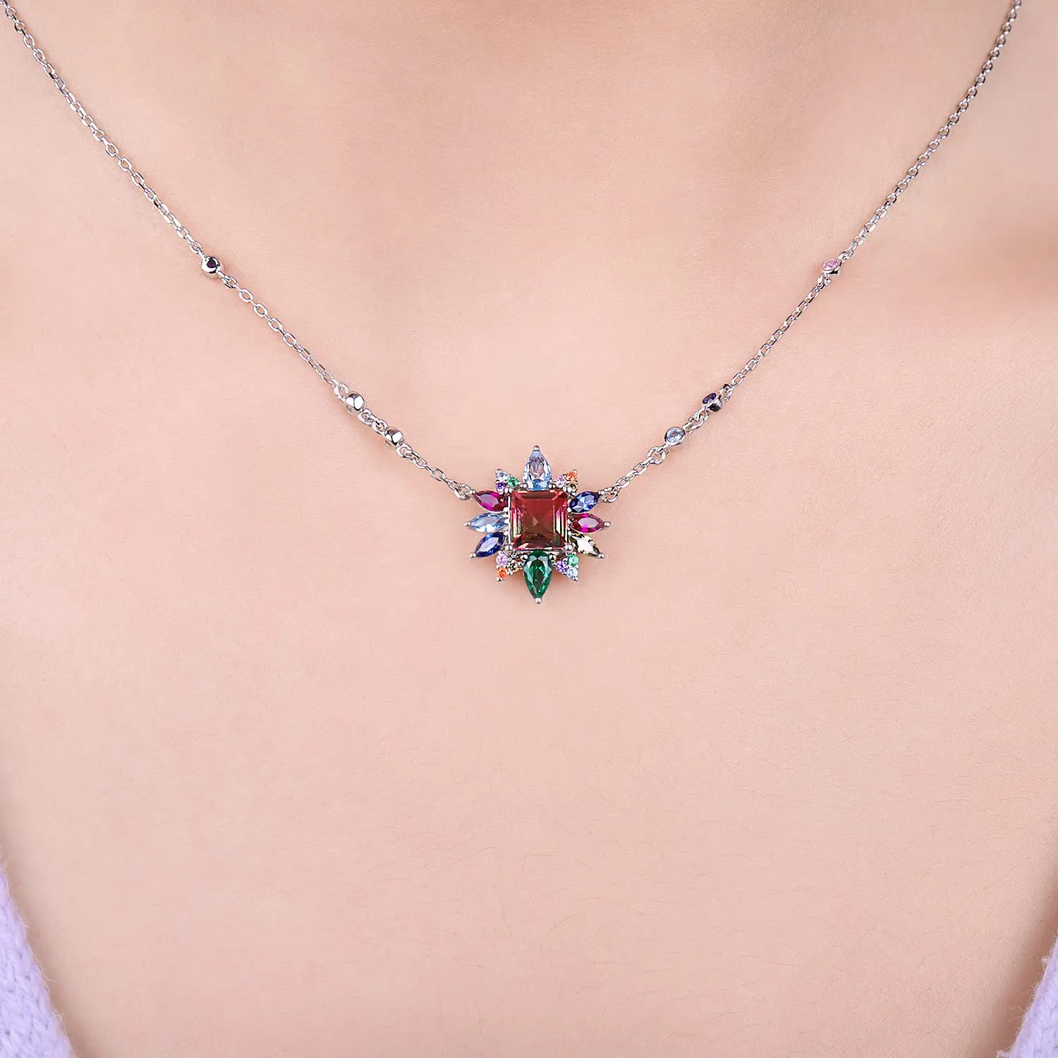 JewelryPalace Fiore Principessa collana argento multicolore 45cm