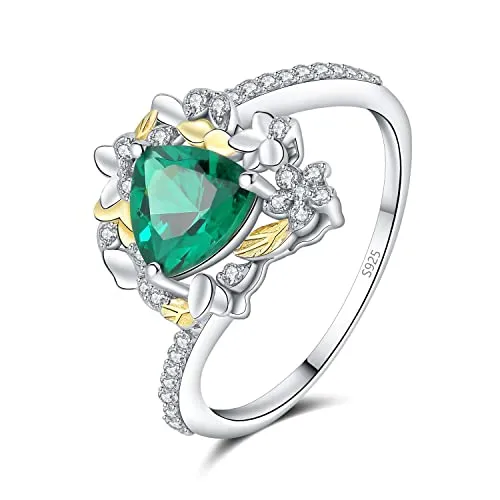 JewelryPalace 1.5ct Anello Argento 925 Smeraldo Verde Triangolo