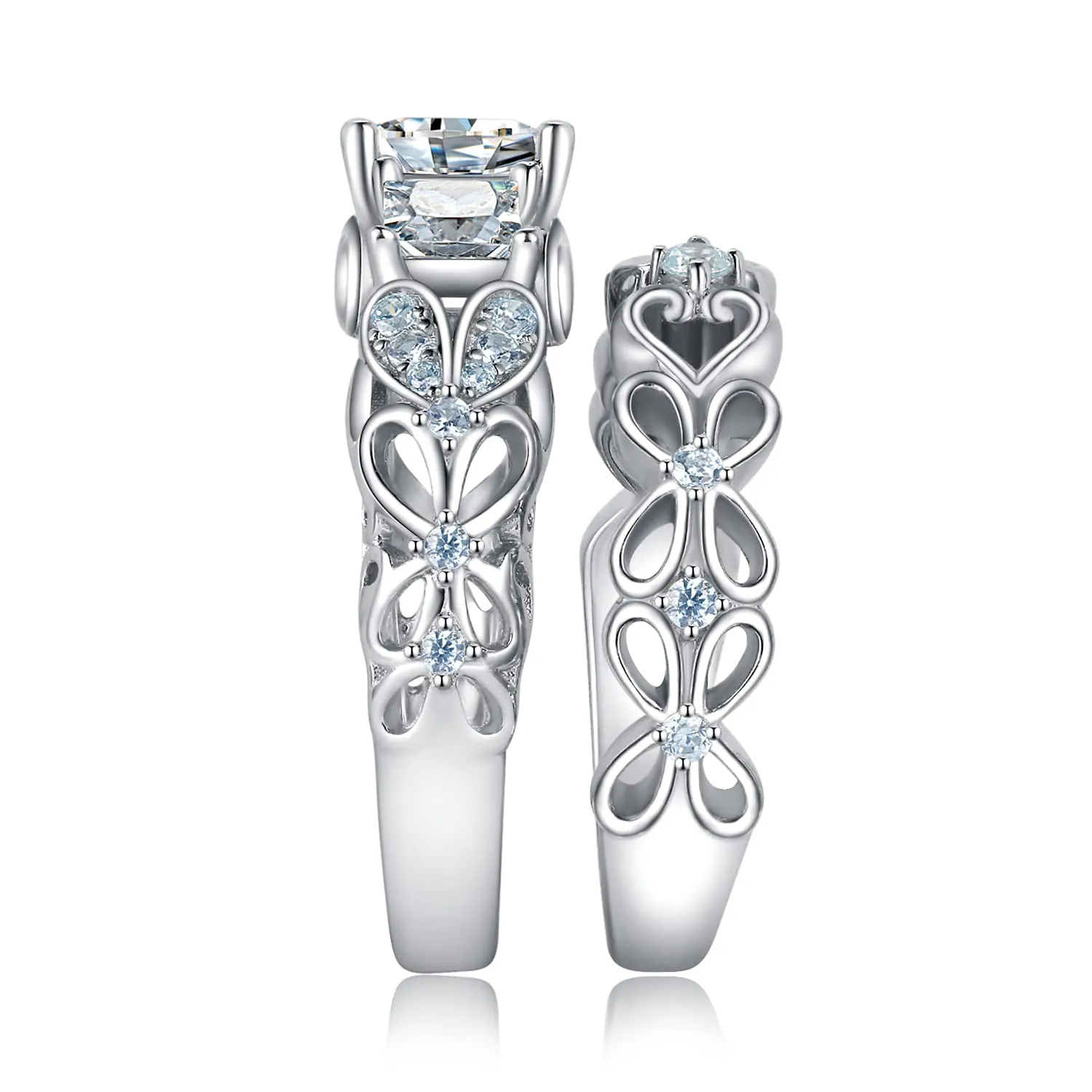 JewelryPalace Vintage Halo Anello Argento Cuore Zirconia