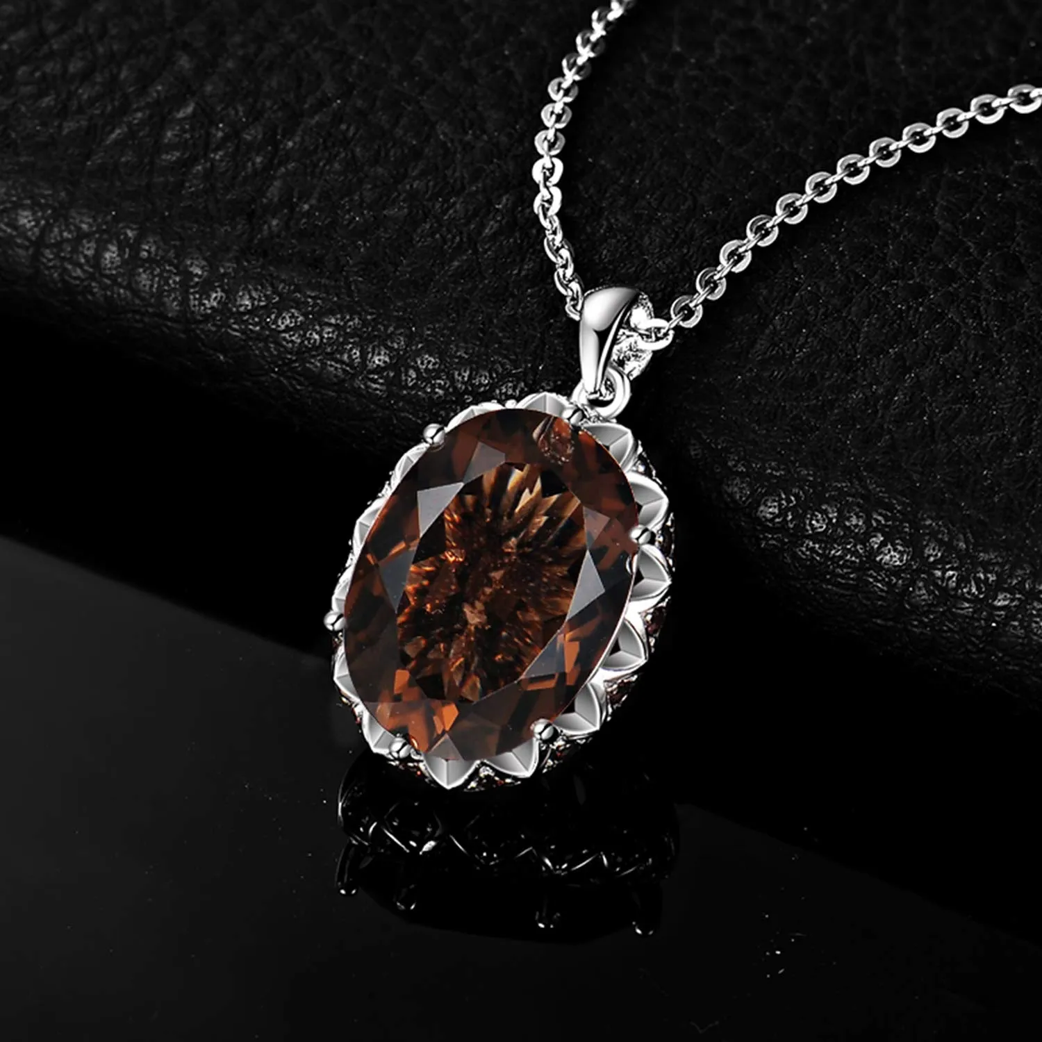 JewelryPalace 8.1ct Quarzo Fume Collana Pendente Argento 45cm