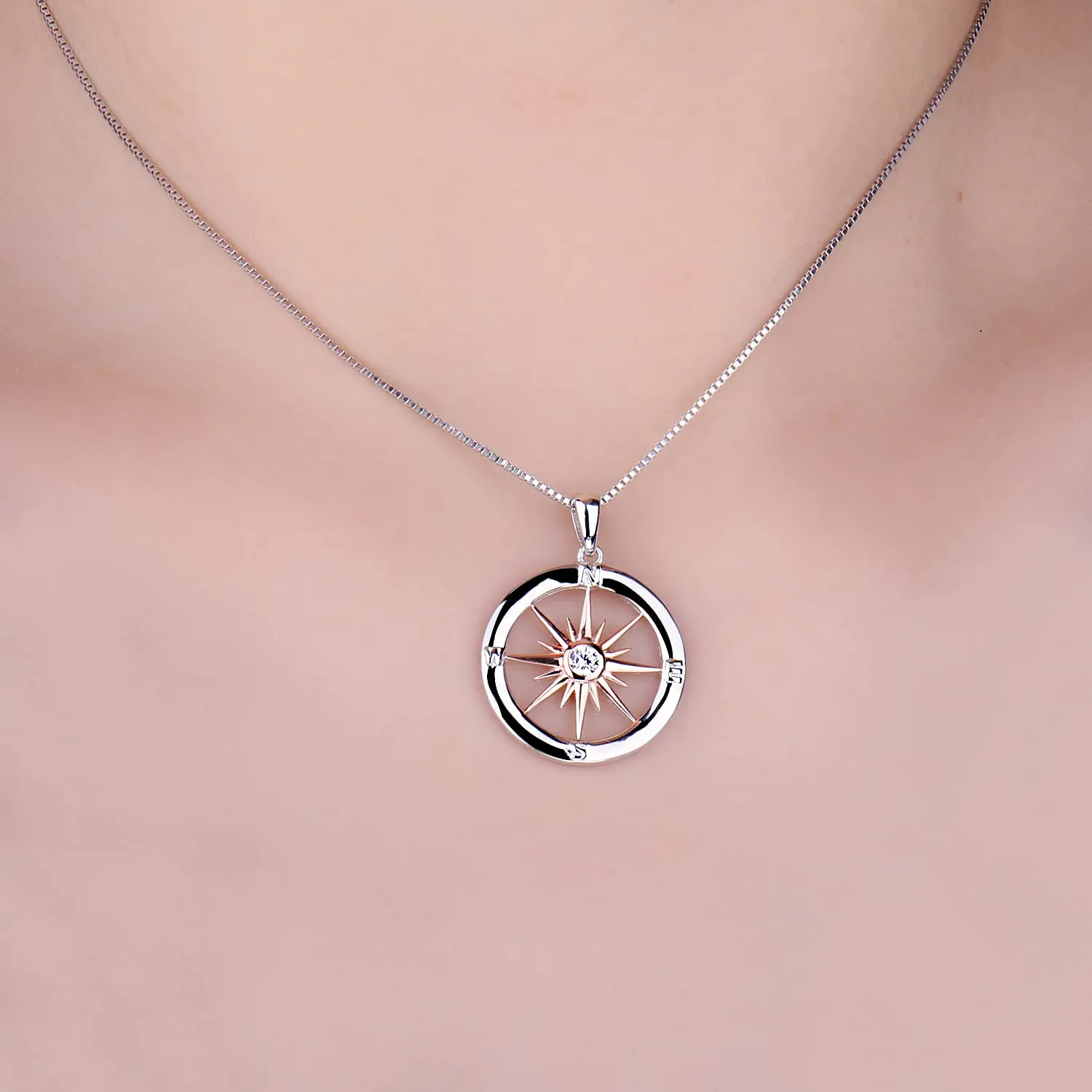 JewelryPalace Rosa dei Venti collana argento zirconi 45cm