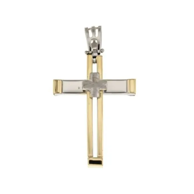 Gioielli Celiento Croce Scatolata oro bianco giallo 18 kt ciondolo