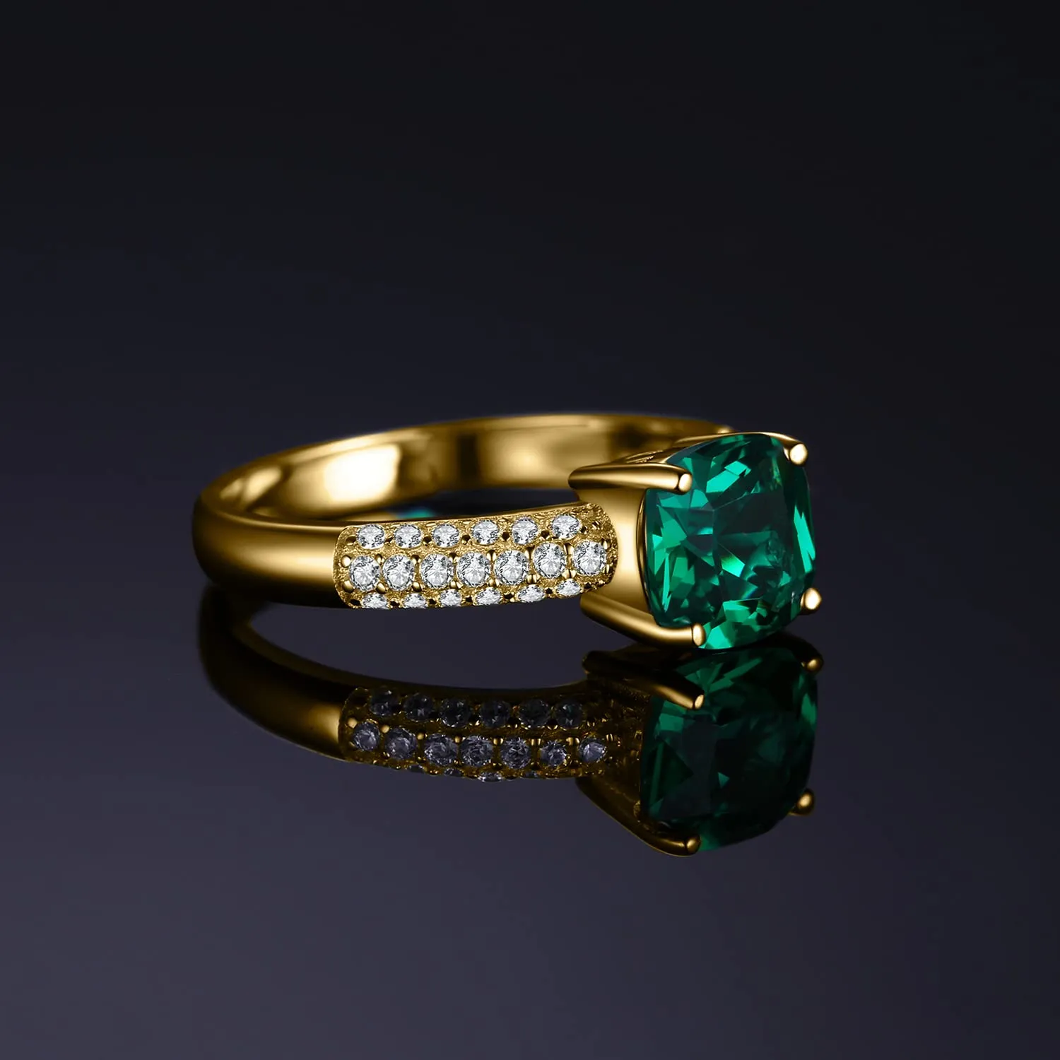 JewelryPalace 1.8ct Anello Argento Dorato Smeraldo Verde