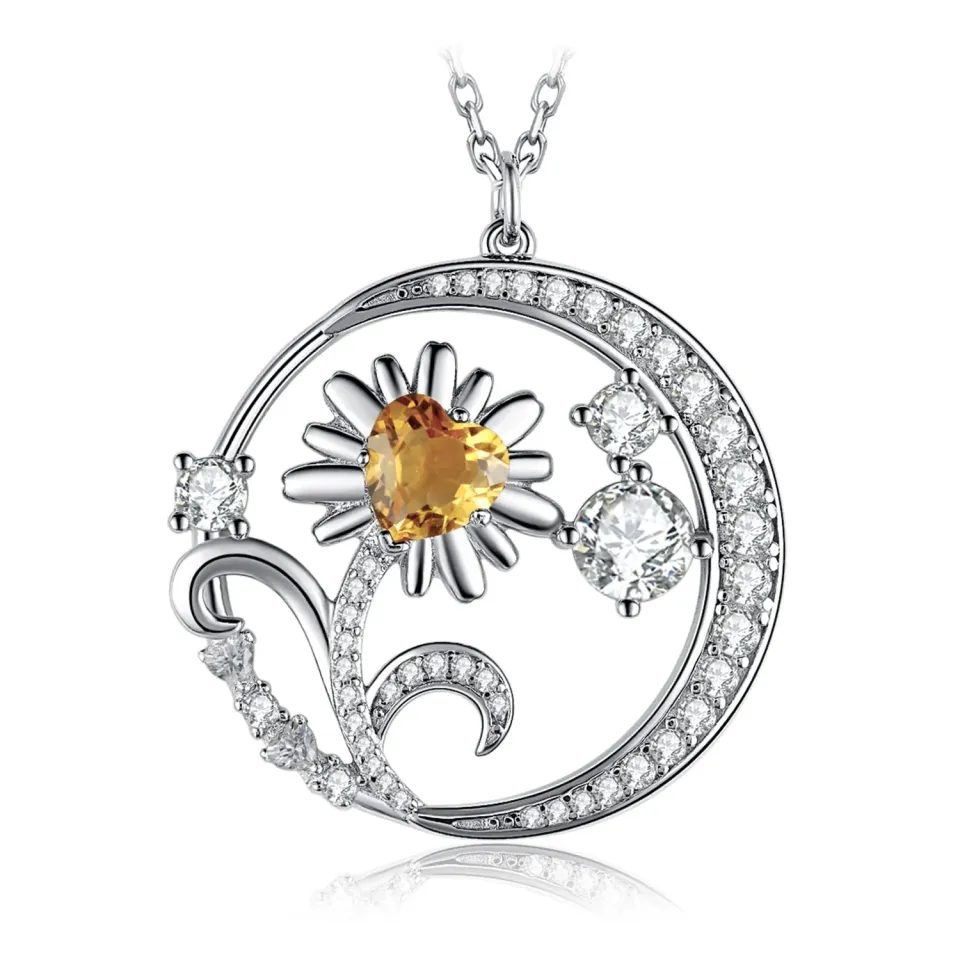 JewelryPalace Cuore Citrino Collana Argento 925 45 cm