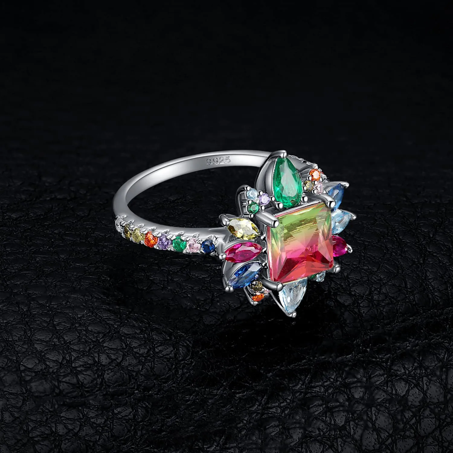 JewelryPalace Fiore Halo Anello Tormalina Quadrato Argento