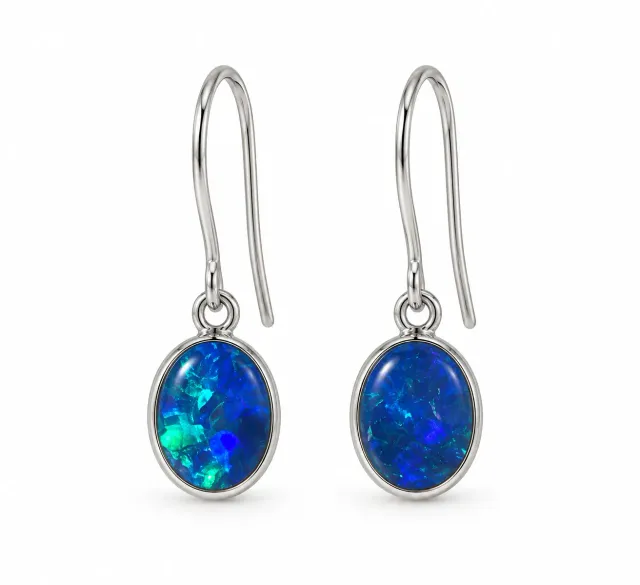 Victoria Jane Deep Blue orecchini pendenti opale argento blu