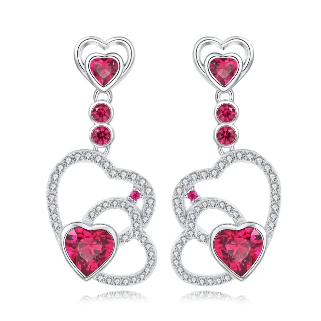 JewelryPalace Cuore orecchini pendenti argento 925 rubino rosso