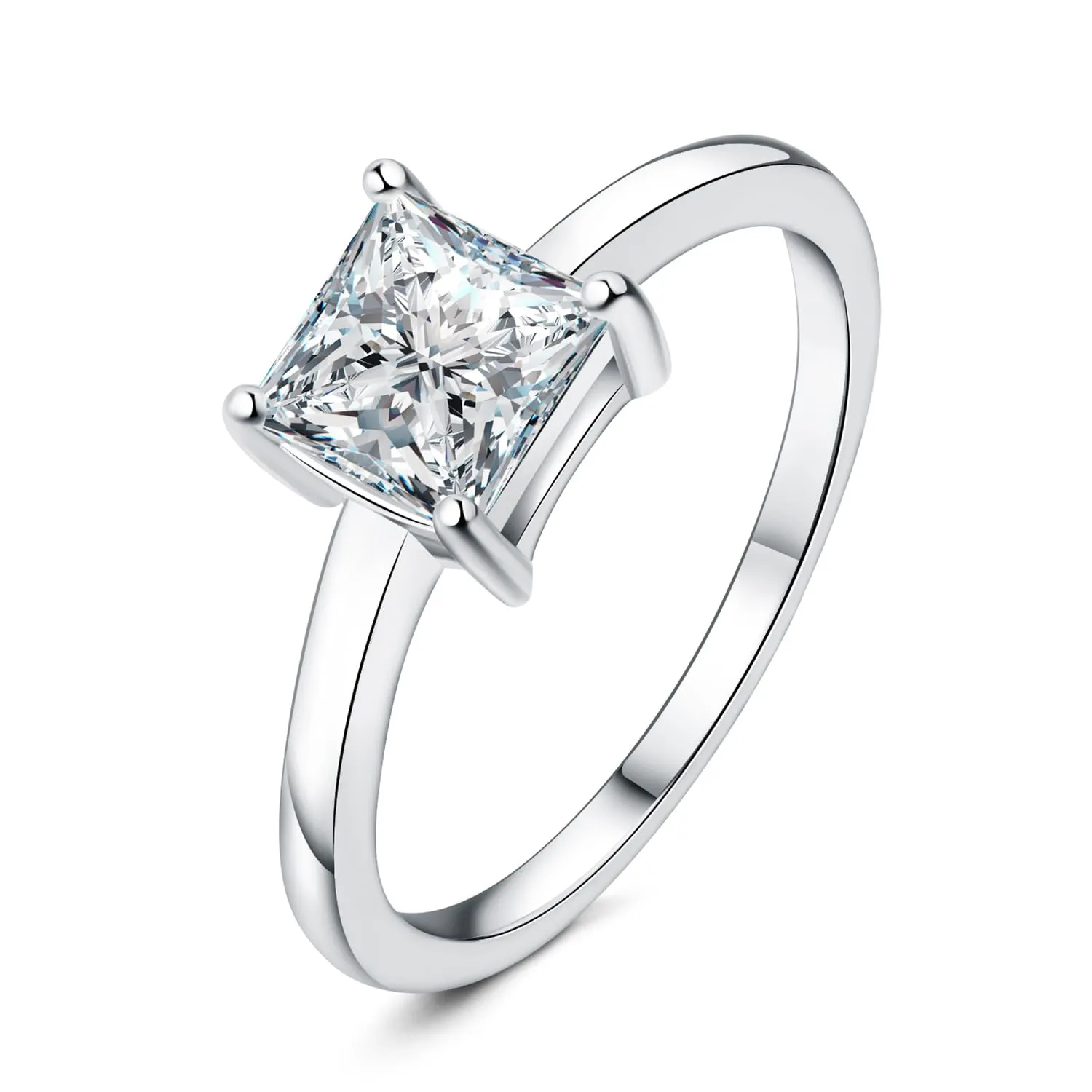 JewelryPalace Solitario 1ct Anello Argento Taglio Principessa