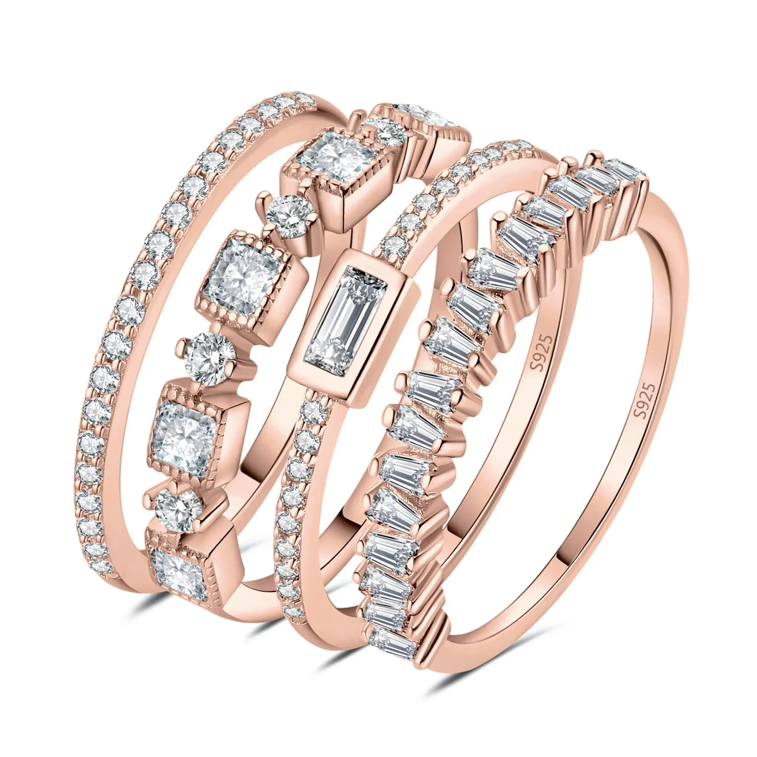 JewelryPalace 1.06ct Zirconia Set 4 Anelli Argento