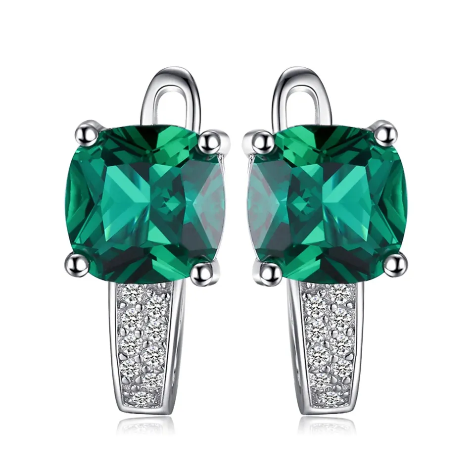 JewelryPalace 3.1ct Smeraldo Orecchini Cerchio Argento