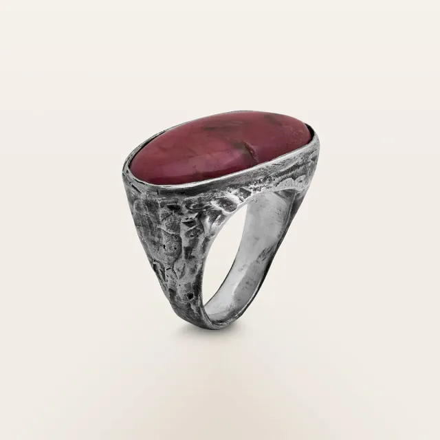 Alfredo Correnti Gea Anello Rodocrosite pietra rosa