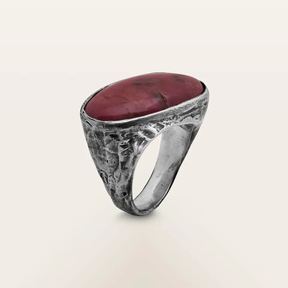 Alfredo Correnti Gea Anello Rodocrosite pietra rosa