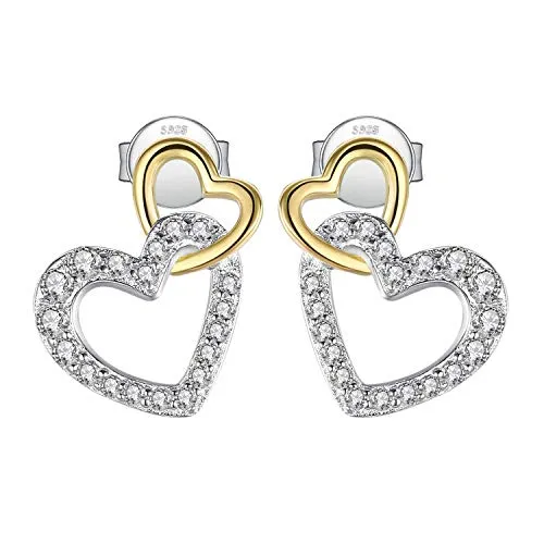 JewelryPalace Cuore Orecchini argento 925 dorati zirconia
