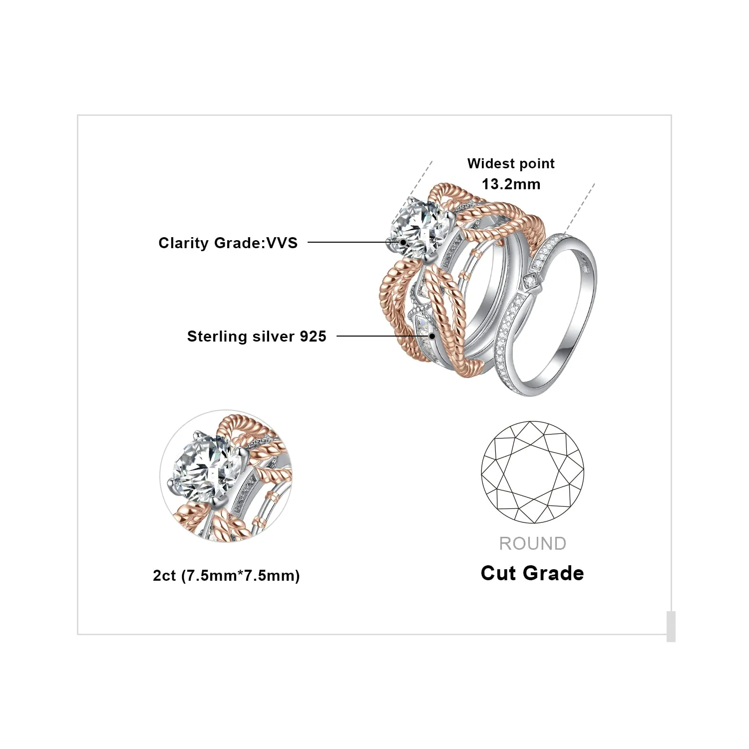 JewelryPalace Cuore Puzzle Anello Argento Solitario