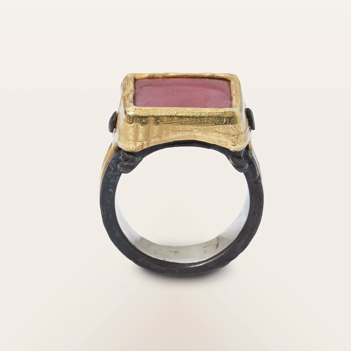 Alfredo Correnti Gea anello rodocrosite pietra rosa