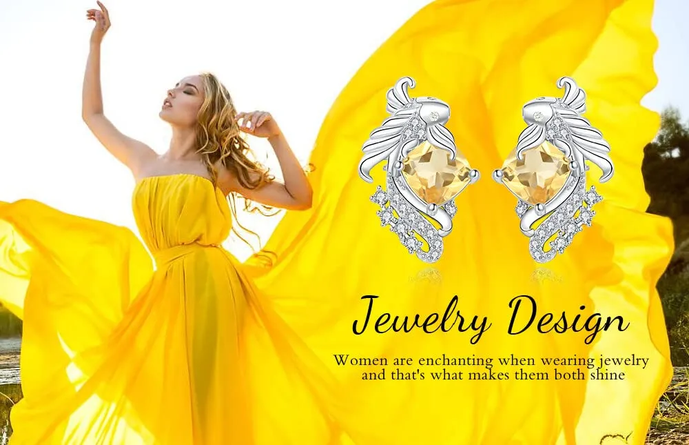 JewelryPalace Carpa Koi 2.2ct orecchini argento citrino giallo