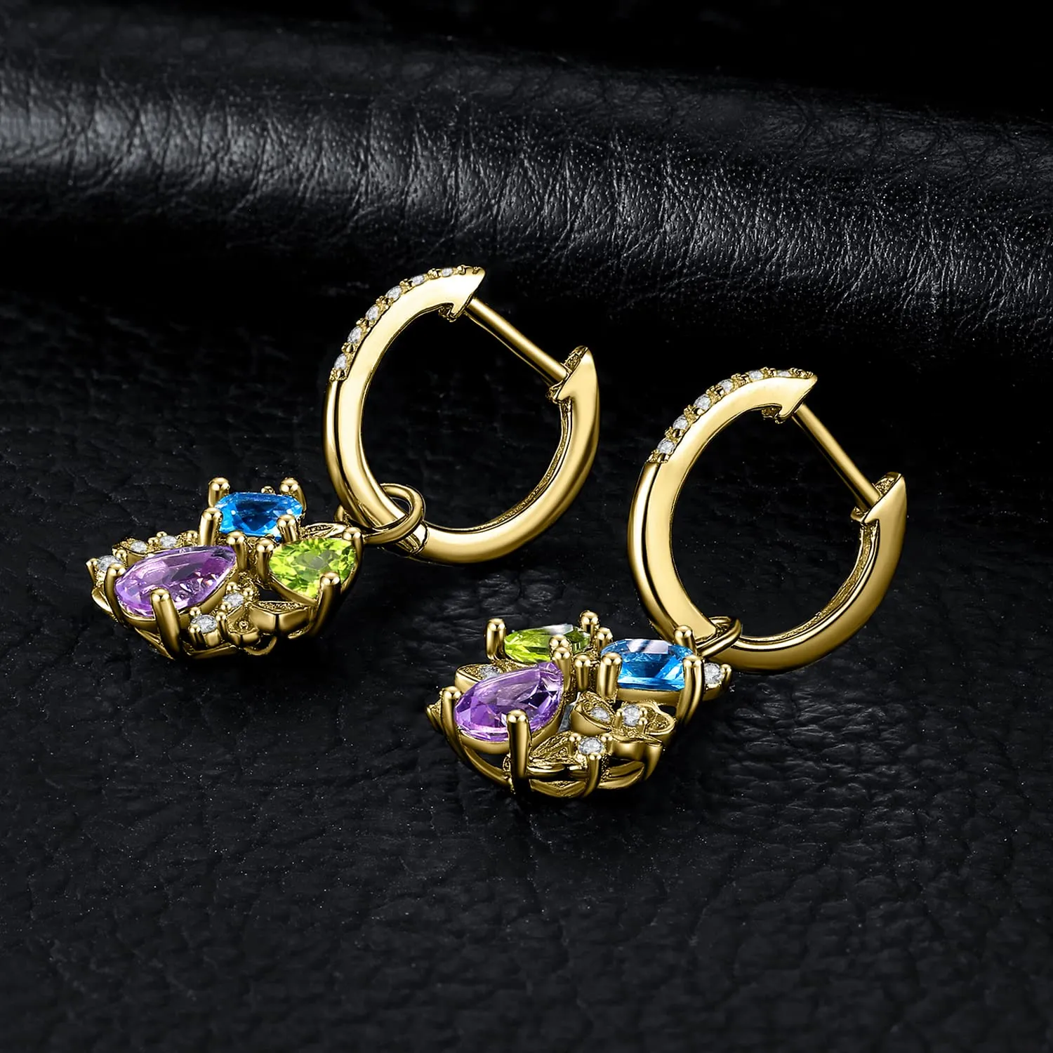 JewelryPalace Fiore Orecchini Argento Dorato Topazio Multicolor