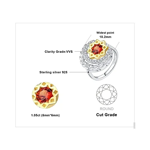 JewelryPalace Luna Stella 1.5ct anello argento arancione