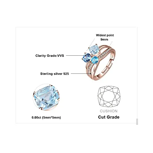 JewelryPalace Tre Pietre anello argento 925 topazio blu