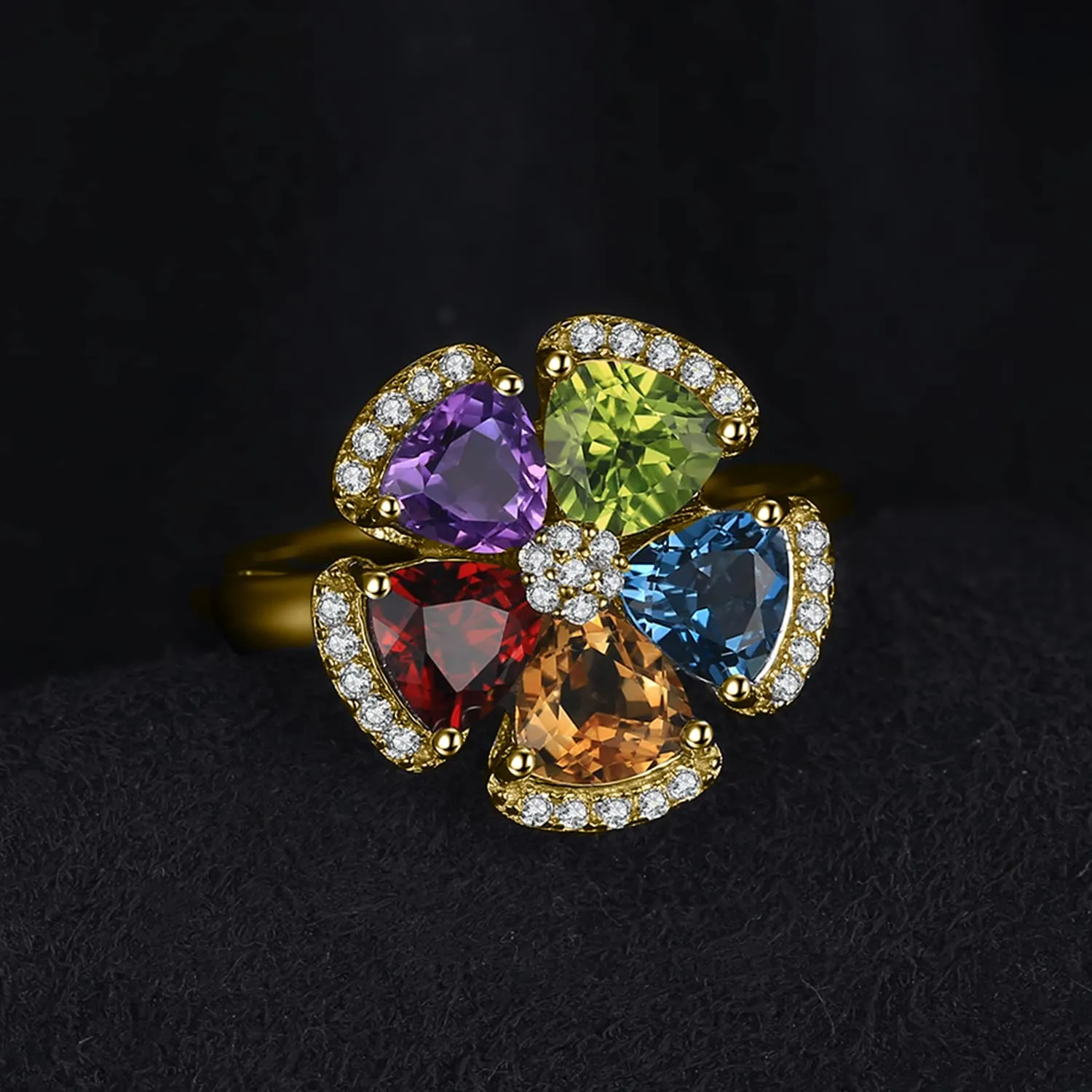 JewelryPalace Fiore Anello Promessa Argento topazio azzurro