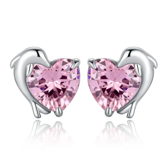 JewelryPalace Delfino 5.8ct orecchini cuore rosa argento