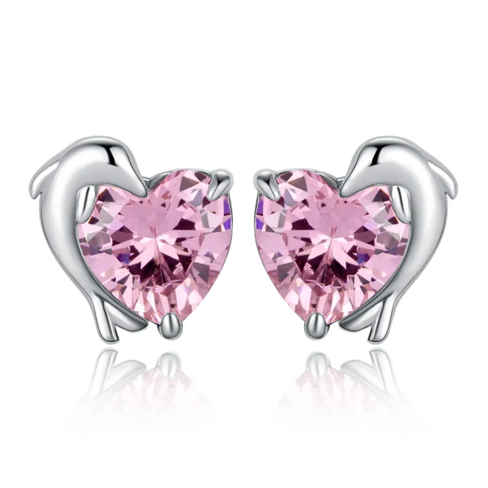JewelryPalace Delfino 5.8ct orecchini cuore rosa argento