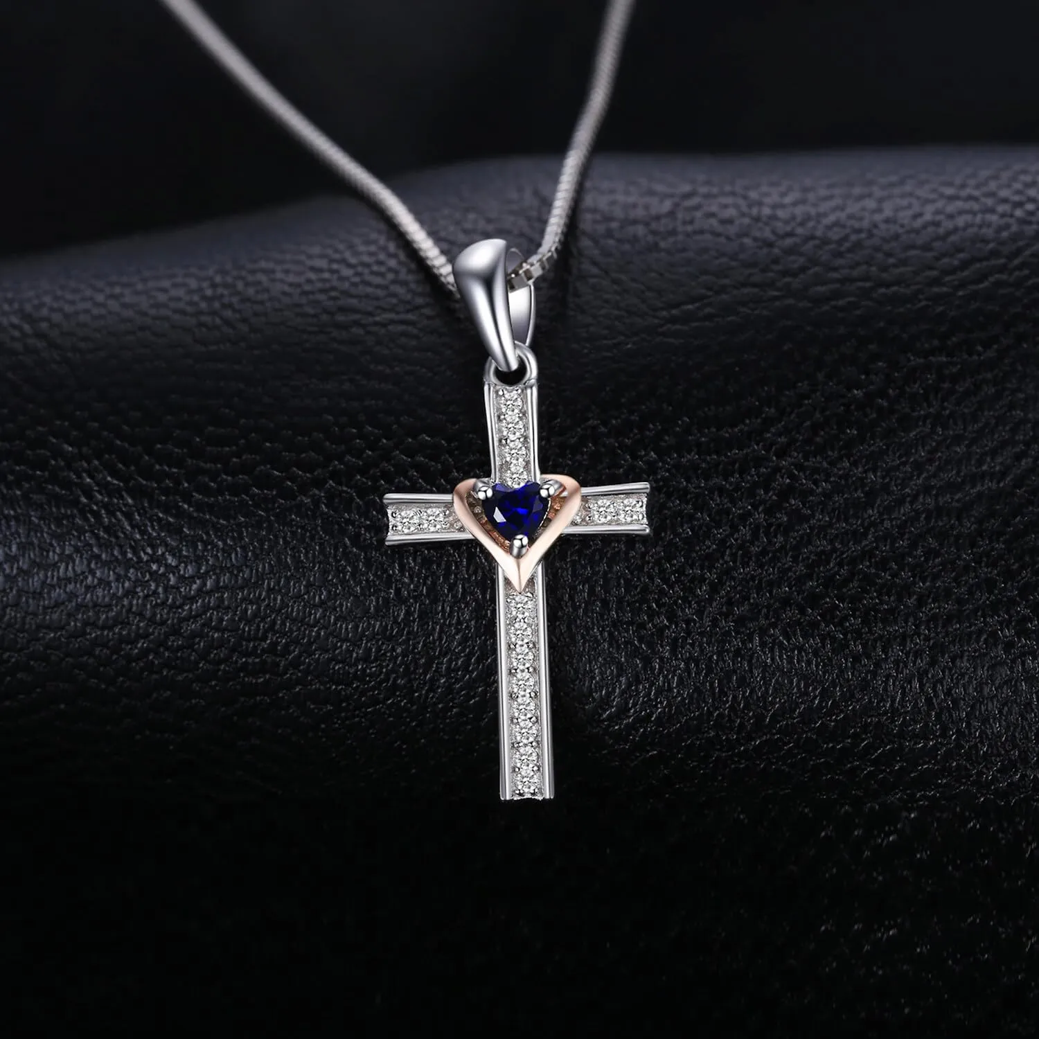 JewelryPalace Croce collana argento peridoto zaffiro 45 cm