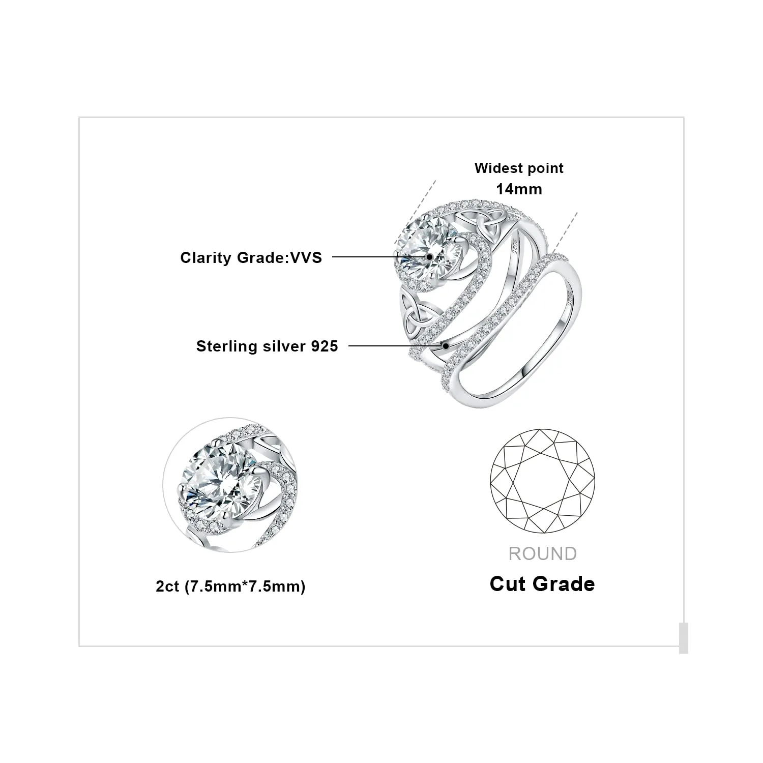 JewelryPalace Vintage Halo Farfalla anello argento 925