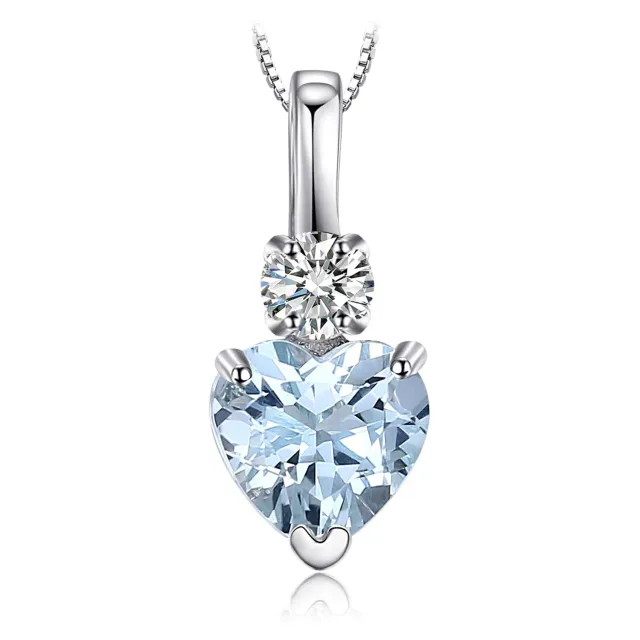JewelryPalace 0.8ct collana cuore acquamarina argento 925 tre ori