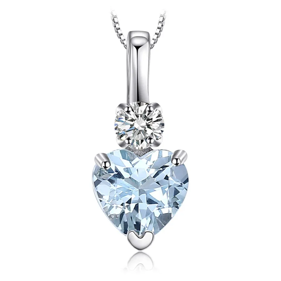 JewelryPalace 0.8ct collana cuore acquamarina argento 925 tre ori