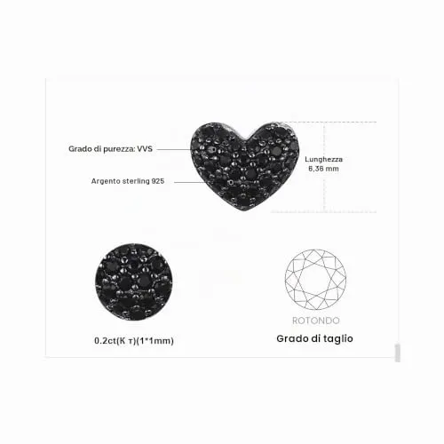 JewelryPalace Cuore Pavé orecchini spinello nero 0.29ct