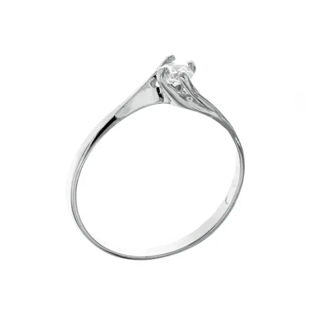 Gioielli Celiento Solitario 4 Griffe anello oro bianco 18kt zirconi