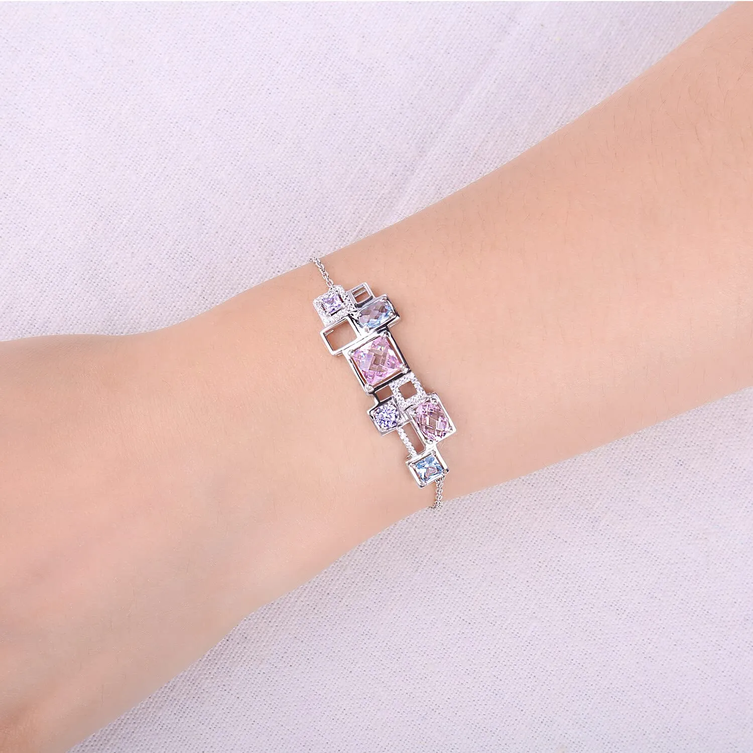 JewelryPalace Mosaico bracciale argento spinello arcobaleno