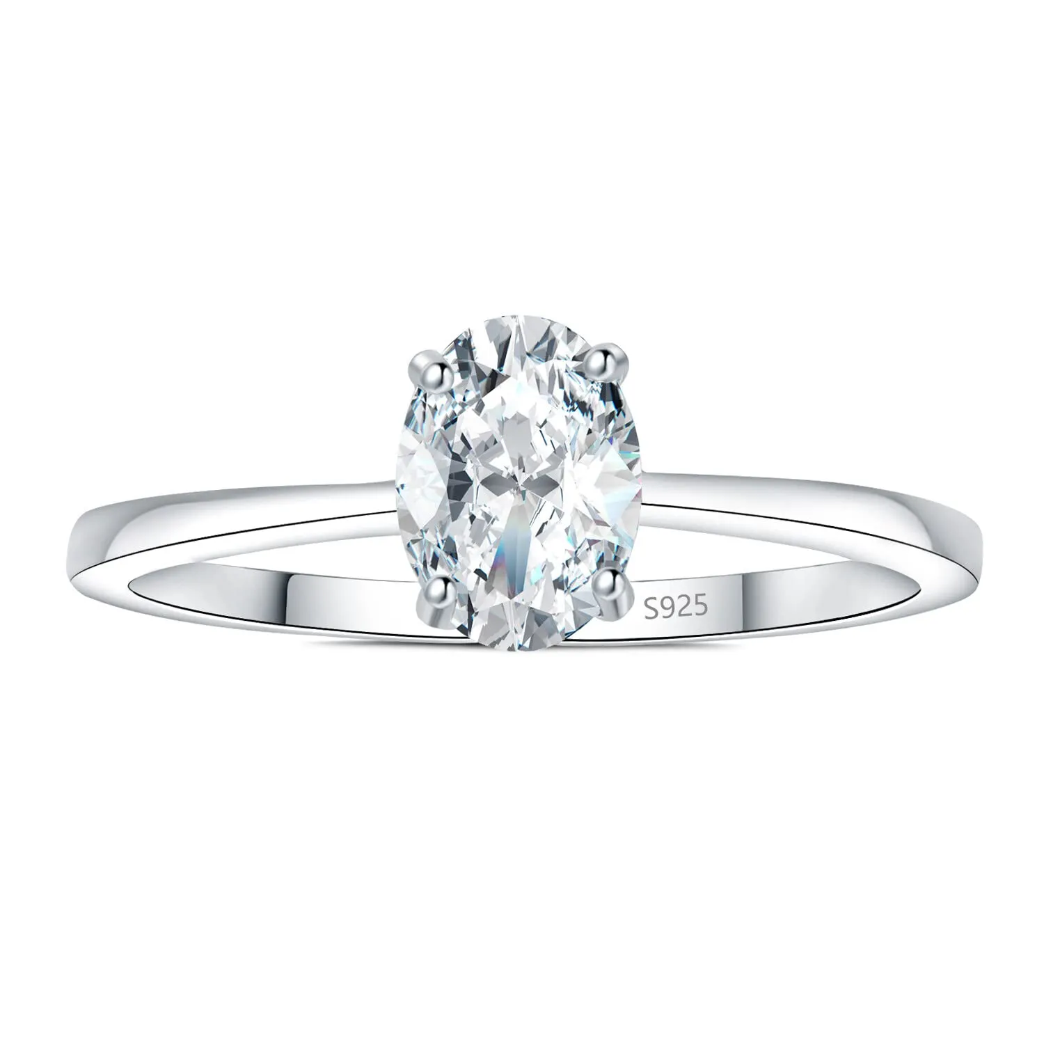 JewelryPalace 1-2ct Anello Solitario Ovale Argento