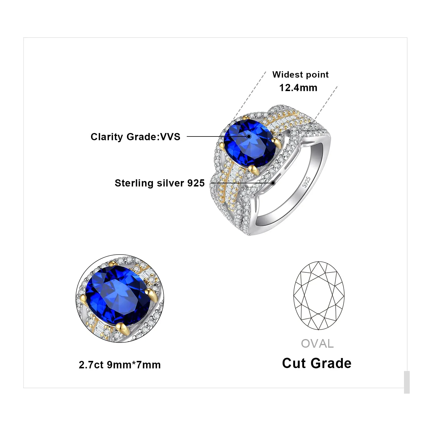 JewelryPalace Infinito anello promessa argento zaffiro blu